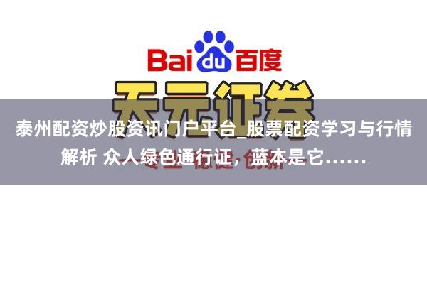 泰州配资炒股资讯门户平台_股票配资学习与行情解析 众人绿色通行证，蓝本是它……