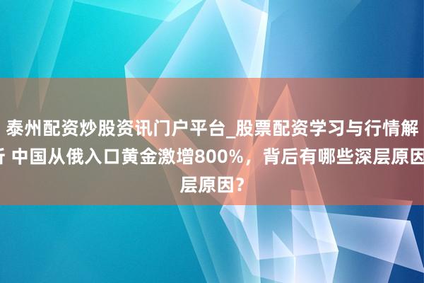 泰州配资炒股资讯门户平台_股票配资学习与行情解析 中国从俄入口黄金激增800%，背后有哪些深层原因？