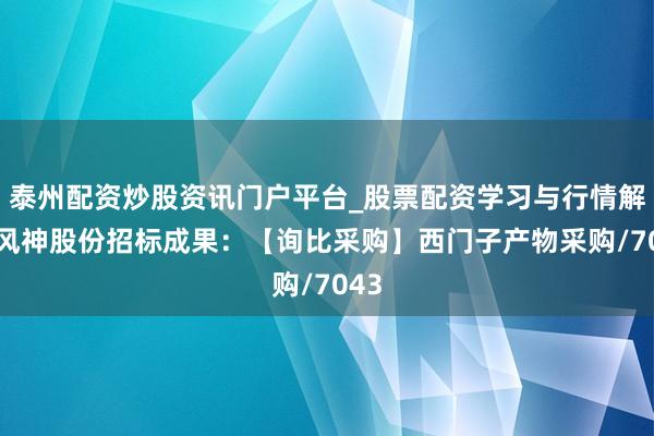 泰州配资炒股资讯门户平台_股票配资学习与行情解析 风神股份招标成果：【询比采购】西门子产物采购/7043