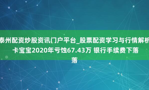 泰州配资炒股资讯门户平台_股票配资学习与行情解析 卡宝宝2020年亏蚀67.43万 银行手续费下落