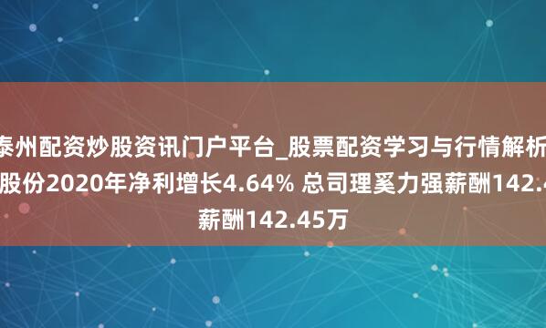 泰州配资炒股资讯门户平台_股票配资学习与行情解析 申能股份2020年净利增长4.64% 总司理奚力强薪酬142.45万