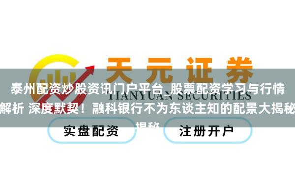 泰州配资炒股资讯门户平台_股票配资学习与行情解析 深度默契！融科银行不为东谈主知的配景大揭秘