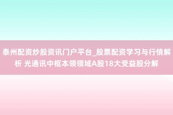 泰州配资炒股资讯门户平台_股票配资学习与行情解析 光通讯中枢本领领域A股18大受益股分解