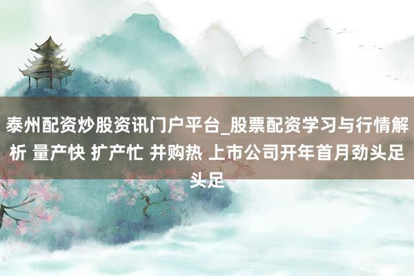 泰州配资炒股资讯门户平台_股票配资学习与行情解析 量产快 扩产忙 并购热 上市公司开年首月劲头足