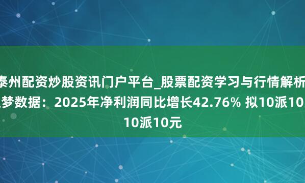 泰州配资炒股资讯门户平台_股票配资学习与行情解析 达梦数据:2025年净利润同比增长42.76% 拟10派10元