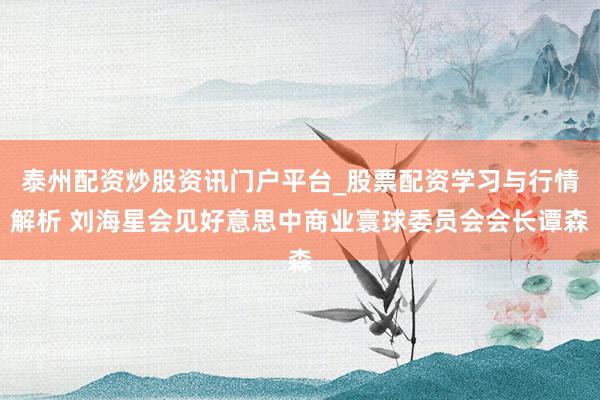 泰州配资炒股资讯门户平台_股票配资学习与行情解析 刘海星会见好意思中商业寰球委员会会长谭森