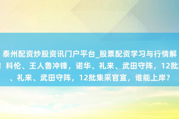 泰州配资炒股资讯门户平台_股票配资学习与行情解析 720亿商场大洗牌！科伦、王人鲁冲锋，诺华、礼来、武田守阵，12批集采官宣，谁能上岸？